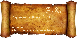 Poparadu Kornél névjegykártya